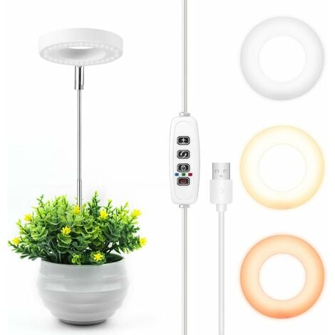 Lampes de culture pour plantes d'intérieur, lumière halo LED à spectre  complet avec minuterie automatique réglable en hauteur du support