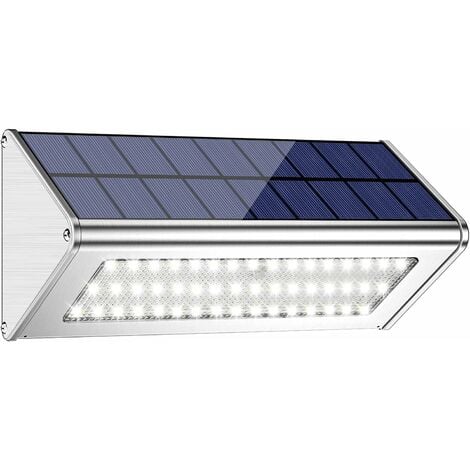 BSR 48 LED Solarleuchte Outdoor, Gehäuse aus Aluminiumlegierung, Outdoor wasserdicht IP65, Radar-Bewegungserkennung, Solarleuchte für Garten, Hof 1 Stück weißes Licht