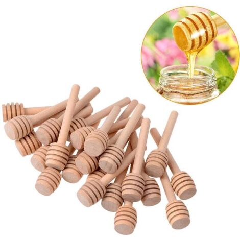 48 mini cucharones de madera para miel para cocina y comedor, 7,6 cm, palitos de mermelada