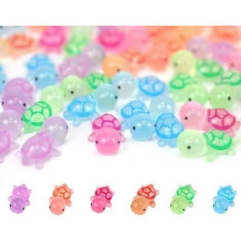 48 Mini Tortues Lumineuses en Résine, Figurines de Tortue Miniatures, Phosphorescentes, pour Décorations de Gâteaux sur。