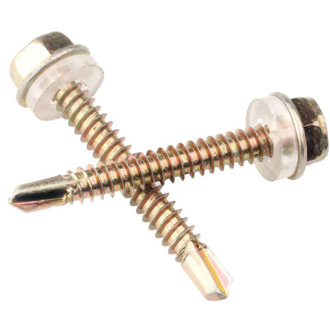 4.8 mm x 35 mm Vis de toiture, tête hexagonale autoperceuse colorée vis de toit avec rondelle scellée en EPDM, vis à gros filets trempés zingués antirouille (50 pièces)