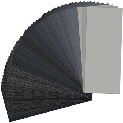 48 paquets de papier de verre, grain mixte 120-5000, 9 x 3,5 pouces, papier de verre de qualité supérieure pour une utilisation à sec et à l'eau, adapté à la finition des meubles en bois et au ponçage