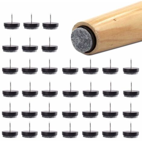 48 Pcs Clous Patins de Meuble, Patins Glisseurs Rond Ø 24mm Anti-Rayures Plancher, pour Protection Pieds de Table Chaise (Noir)