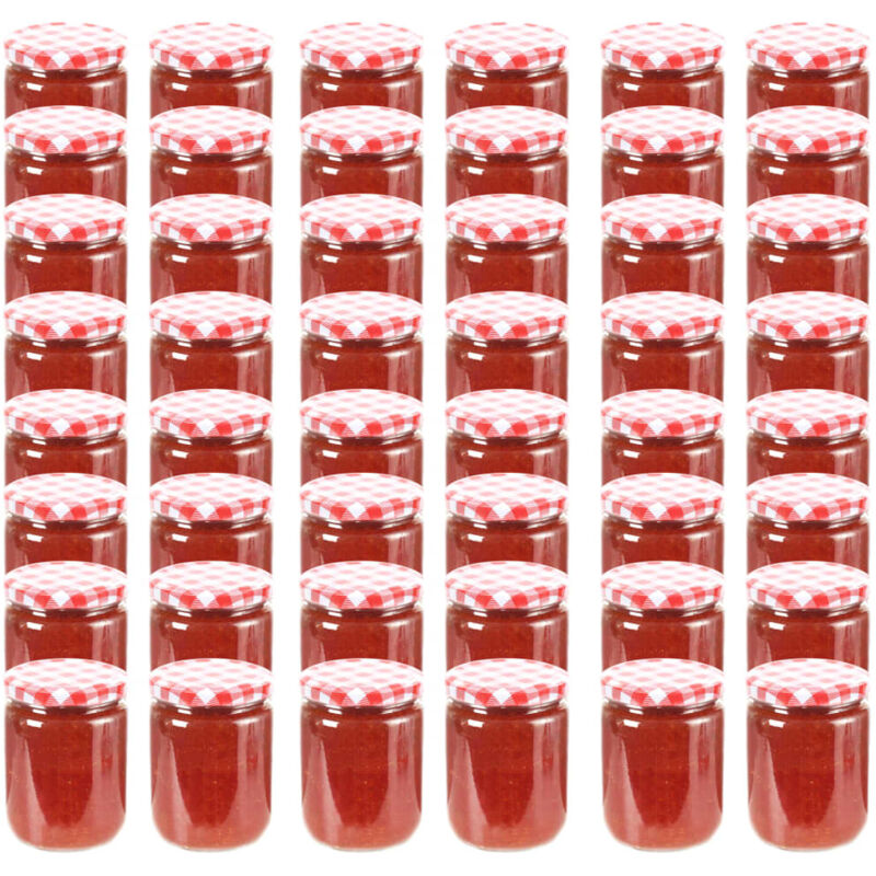 vidaXL Marmeladengläser mit Weißem/Rotem Deckel 48 Stk. 230 ml