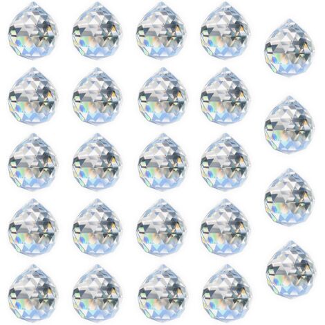 48 pièce 20mm Boule de Cristal Prisme Suspension Lustre Feng Shui Attrape-Soleil Mariage Maison Feng Shui Attrape-Soleil