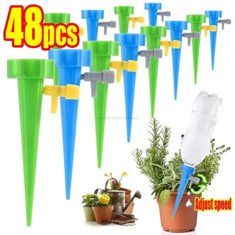 (48 pièces - Bleu) Système d'irrigation goutte à goutte automatique, arrosage automatique réglable pour plantes à fleurs, serre et jardin. Dispositif de goutte à goutte automatique
