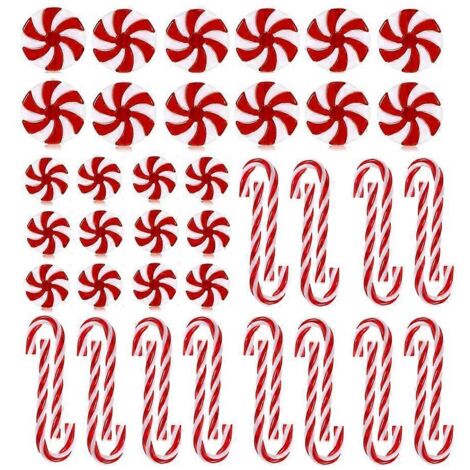 48 pièces de cannes de Noël en plastique, guirlande de bonbons tourbillonnants