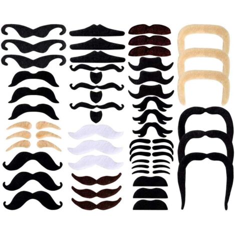 48 pièces fausses moustaches auto-adhésives moustaches fausses barbes coller sur déguisement déguisement pour enfants adultes,