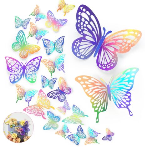 48 Pièces Stickers Papillons 3D Muraux – Décorations Murales Réalistes pour Fête, Chambre, Miroir, Ballon, Fleur ou Cadeau