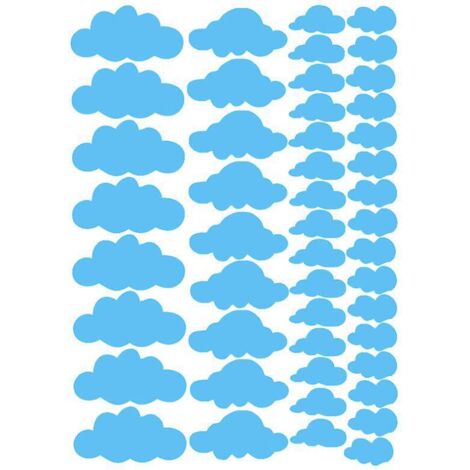 48 Stickers Muraux Pour Les Nuages Des Enfants - Sticker Bleu Poudre Facile  Appliquer Pour La Dcoration Murale De La Chambre De Bb