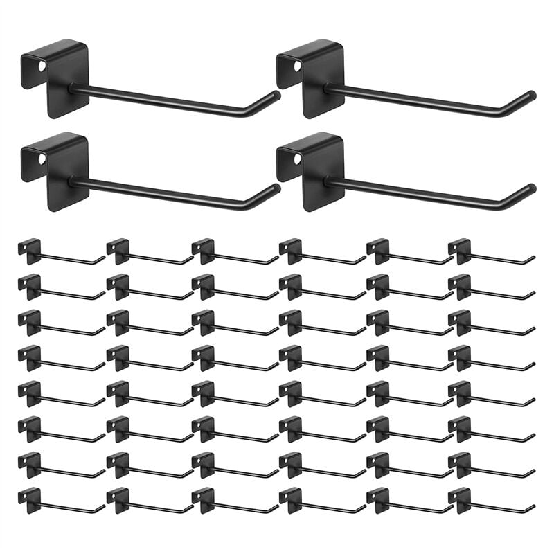 Image of 48 Stück Gridwall Haken 4 Zoll Schwarz Metall Panel Haken Aufhänger Quadratrohr Kabine Kleiderhaken