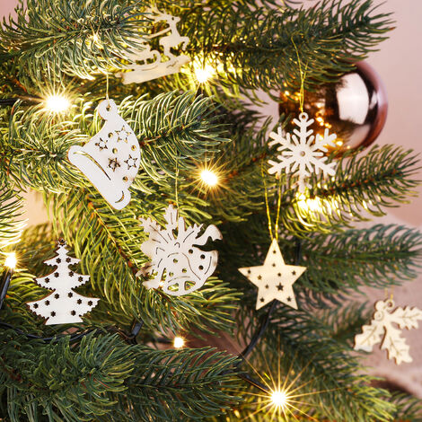 48 Stück Weihnacht's Holz Baumschmuck-M54219