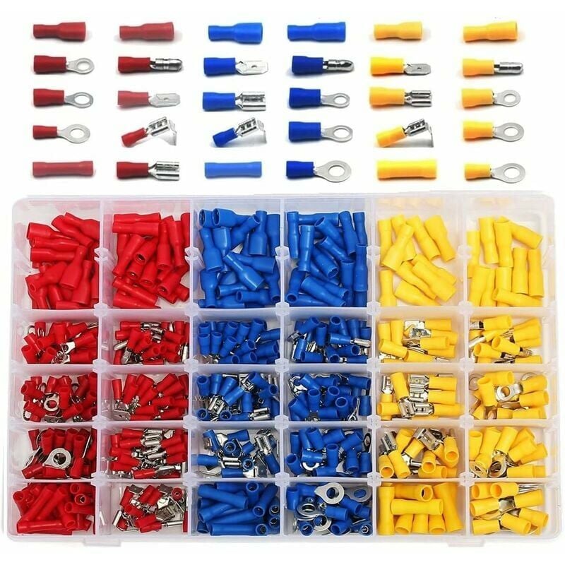 480 Pieces Electrical Lugs, Electrical Lugs for Car, Crimp Lug, Round, Flat Female and Male, Eyelet and Eye Lugs, Cylindrical and Others