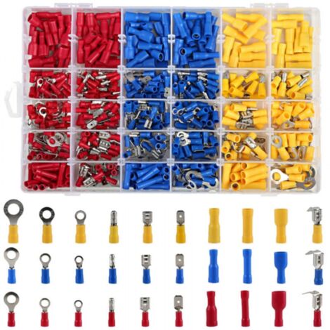 480 Pieces Electrical Terminals, Electrical Terminals for Car, Crimp Terminals, Round, Flat Female and Male, Eyelet and Eye Terminals, Cylindrical and Others, Crimp Connectors with Ran