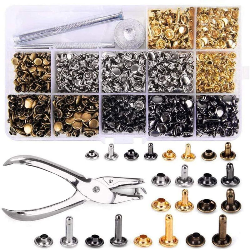 480 set di rivetti in pelle rivetti a doppio
