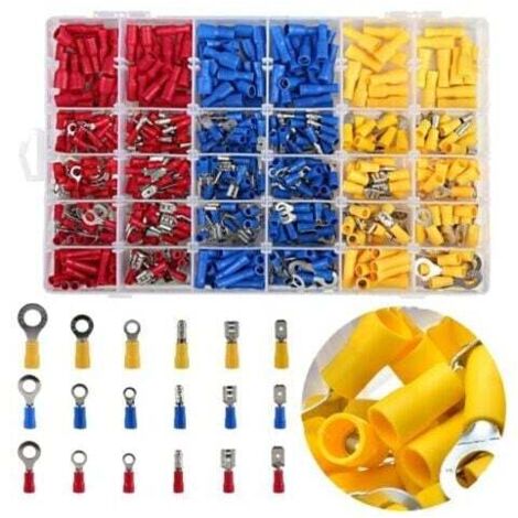 480 Stück elektrische Klemmen, elektrische Klemmen fürs Auto, elektrischer Steckverbinder, Sortiment an isolierten Crimpverbindern  FLITI