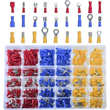 480 terminales de cable eléctrico, conectores planos de crimpado para protección y conexión de cables, con caja de almacenamiento portátil V7003-3