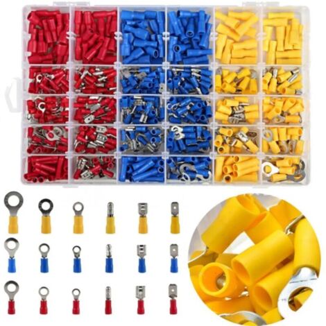 480pcs Cosse Electriques,Cosses Electriques pour Voiture,Connecteur Electrique,Assortiment Connecteurs Isoées sertissage
