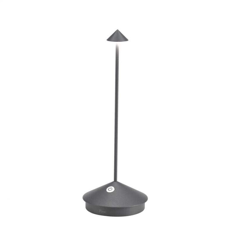 Lampe de table LED sans fil rechargeable et dimmable Pina Pro Gris Foncé Zafferano