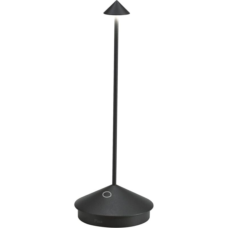 Lampe de table led Pina Pro Noir Mat rechargeable et dimmable sans fil Zafferano