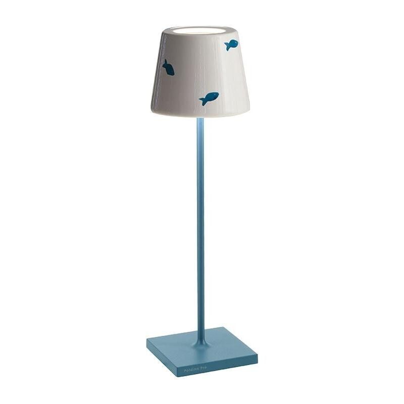Lampe led Poldina Lido Poisson Bleu rechargeable IP65 extérieur, dimmable avec autonomie jusqu'à 12 heures