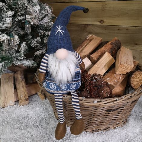 48cm Tall Christmas Gonk Gnome Nordic Decoration Blue Body Hat Bell Dangly Legs