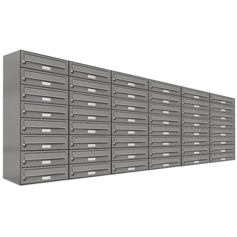 48er Premium Briefkasten Aluminiumgrau RAL Farbe 9007 für Außen Wand Postkasten