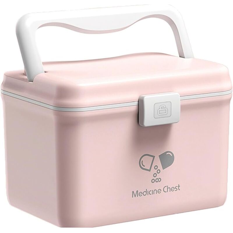 4,8L Boîte à Médicaments, Portable à Deux Couches avec Poignée de Transport, Armoire à Pharmacie, Boîte de Premiers Secours, Boîte de Rangement pour