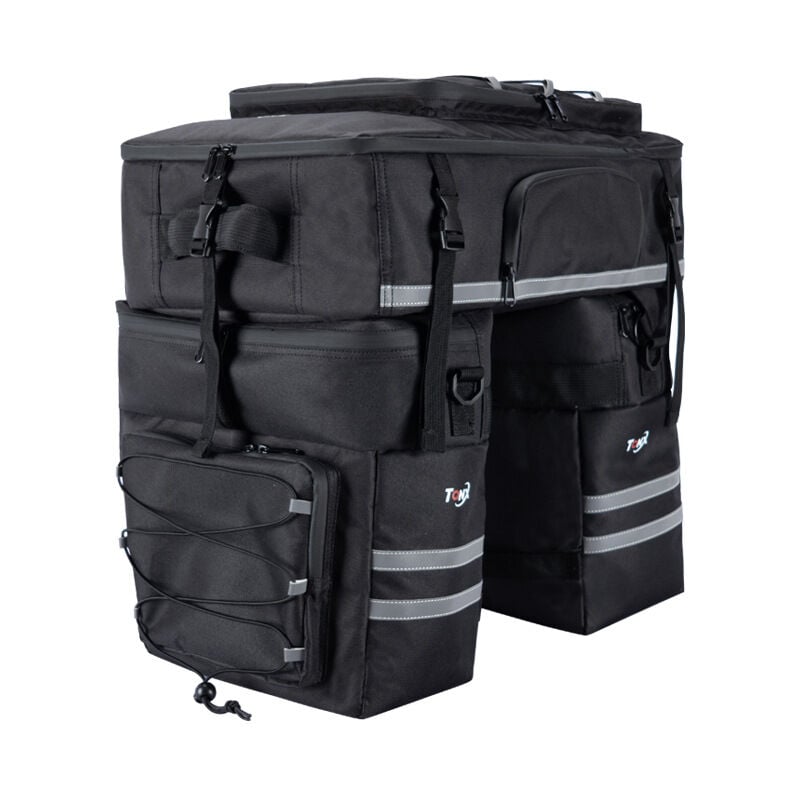 48L Sacoche Vélo Porte-Bagage Arrière l Sacoche Vélo 3 en 1 Double Sacoches Velo,Sacoche de Siège Arrière de vélo avec Couverture Imperméable,étanche