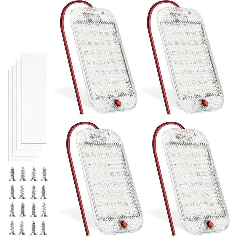 Tigrezy - 48LED Voiture Interieur, Lumière Blanche Super Brillant Barre led DC12v-85V 800LM Avec Interrupteur on/off, Plafonnier led Camping Car