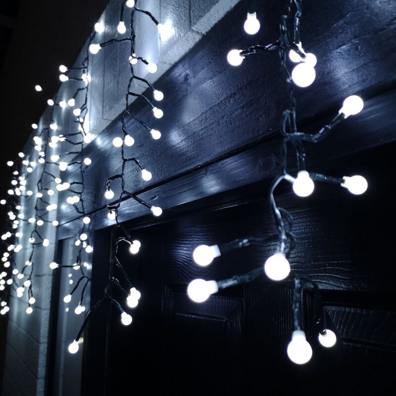 4.8M Multi Function Frosted White Led Cluster Curtain Lights Christmas Decorations With Timer
