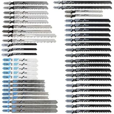 48pcs Lames de Scie Sauteuse à Tige en T, Fabriquées en HCS/HSS, avec étui de rangement pour la coupe du bois, du plastique et du métal