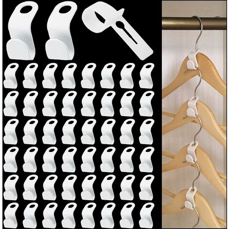 30PC Mini Clothes Hanger Connector Hooks Heavy Duty Cascading Organizer  Holder Closet Wardrobe Space Saving Extender Clips