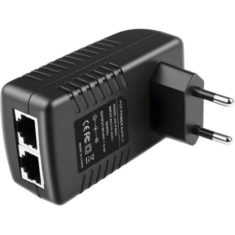 48V 0.5A POE Adaptateur Injecteur, Adaptateur Ethernet Mural 10/100Mbps, Prise Européenne Mur POE Injecteur, Plug and Play pour Commutateur réseau Caméra IP AP sans Fil Vidéophone
