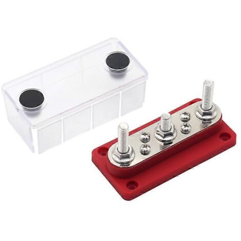 48V Bloc de Distribution 150A, Barre Omnibus avec Couvercle, 3x 5/16 Bornier Électrique pour Systèmes Solaires et Nautiques