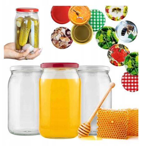 48x Glasbehälter 900ml für Honig, Konfitüre, Gurken + Deckel FI82