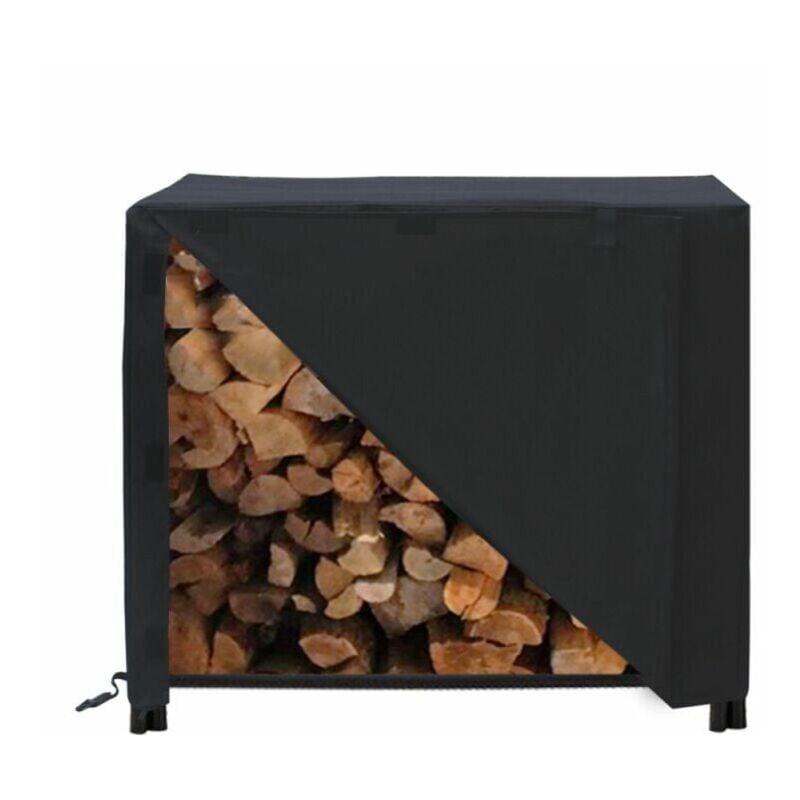 Linghhang - Support à bois de chauffage 48x24x42 pouces, couvercle anti-poussière pour cheminée extérieure de grande capacité, étanche 210D - black