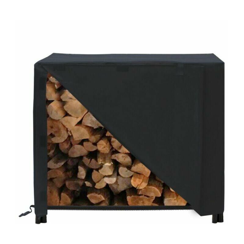 Linghhang - Support à bois de chauffage 48x24x42 pouces, couvercle anti-poussière pour cheminée extérieure de grande capacité, étanche 600D - black