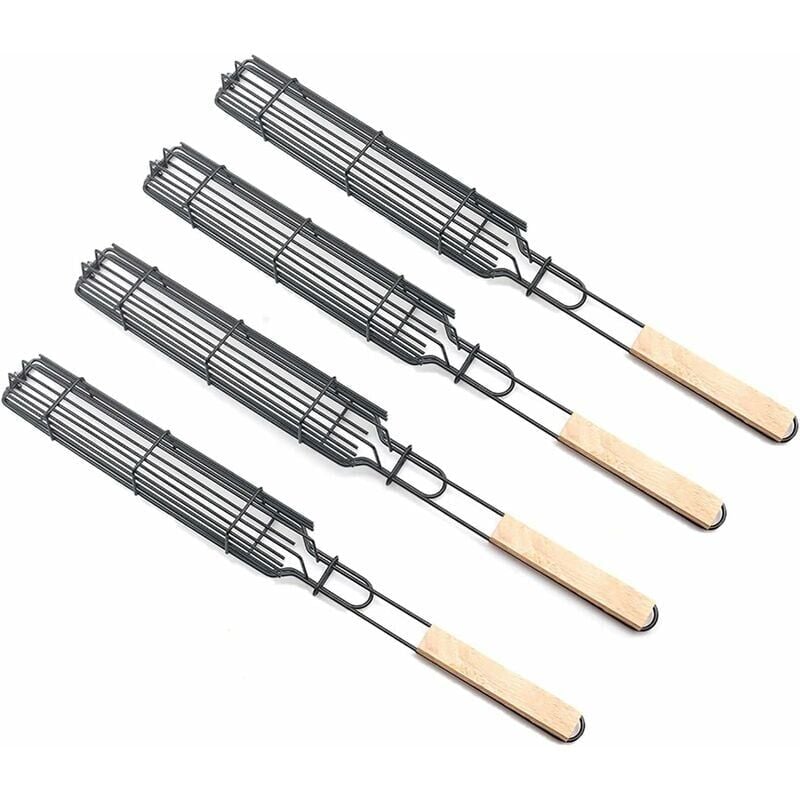 Vuszr - 49 cm de longs paniers, à griller en acier inoxydable pour barbecue, paniers à hot-dog ensemble de paniers, à griller paniers(4pcs)