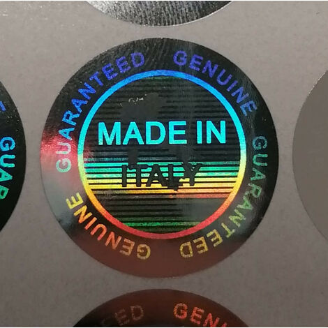 49 sigilli ologrammati di garanzia e sicurezza da 19mm scritta "MADE IN ITALY"