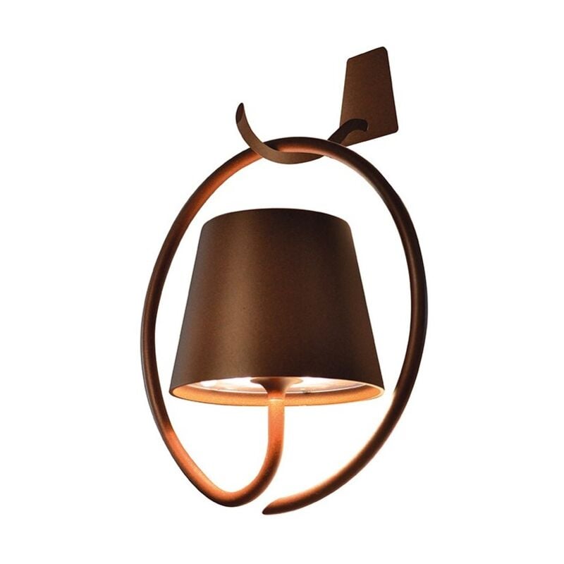 Applique led Poldina Corten avec crochet, rechargeable et dimmable avec batterie jusqu'à 12 heures