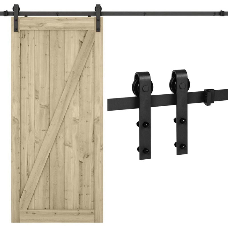 4,92FT/ 150CM Kit de Porte Coulissante en Acier Carbone Quincaillerie Kit de Rail Hardware Porte Coulissante