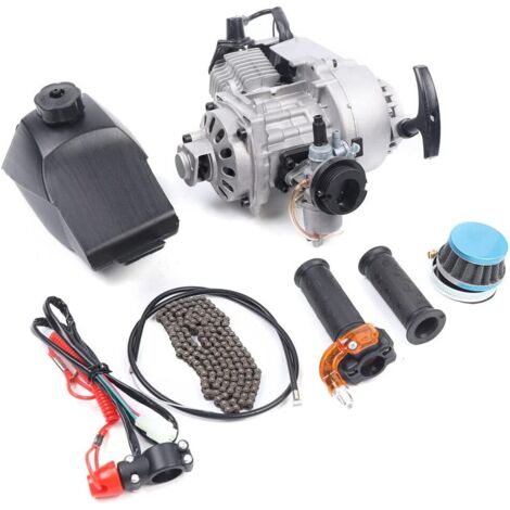 49cc 2-Stroke Pull Start Engine Kit for Mini Pocket Dirt Bike Scooter ATV,Single Cylinder Pull Start Engine,Go Kart Forward/Reverse Gearbox Kit