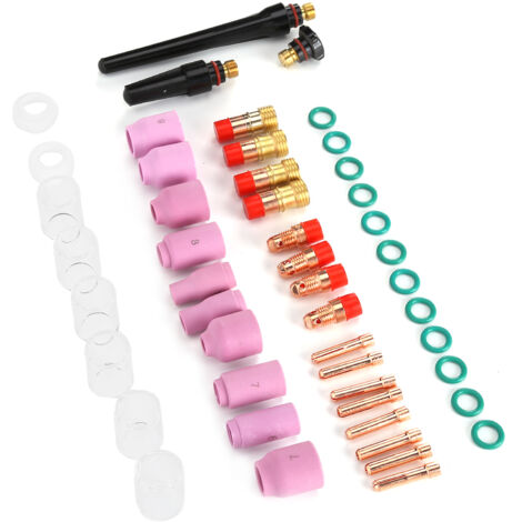49pcs Kit de Collets de Torche de Soudage Tig, Ensemble Complet avec Coupes en Céramique Tasses WP17 18 26