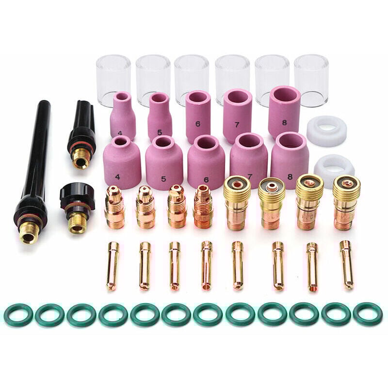 49Pcs Tig Torche De Soudage Stubby Gaz Objectif 10 Pyrex Verre Kit Cup Pour Wp-17/18/26