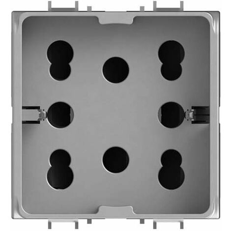 4Box 4B.G14.H21 Presa Multistandard 1 Schuko o 2 Bipasso Compatibile con Gewiss Chorus, 250 V, Argento