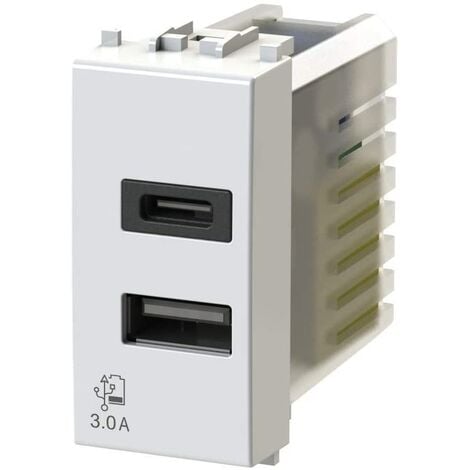 4BOX 4B.V14.USB.30 Presa USB da muro 3 Ampere Compatibile con Vimar Plana  Bianca