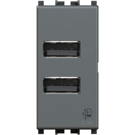 4Box Presa USB 2.4 Ampere, Compatibile con Vimar Arkè Grigio