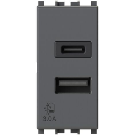 4box presa usb con connettore tipo c e tipo a 3.0a per vimar arke antracite 4b.v19.usb.30