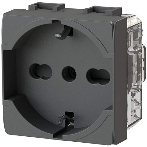 4BOX Prise de courant Schuko Type P40 Compatible avec Bticino LivingLight Anthracite